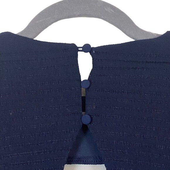 Foxiedox Tiered Lace Panel Sheath Lace Cocktail Dress Navy Blue - Picture 9 of 10